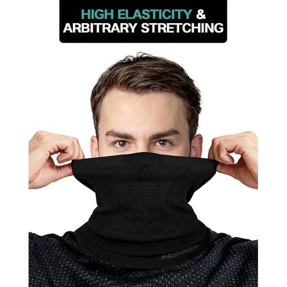 AOPREL One Size Black Winter Neck Gaiter Windproof Neck Warmer Scarf Breathable